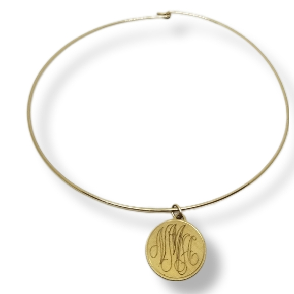 WINARD VINTAGE 12K GOLDFILLED OMEGA COLLAR & MONOGRAM CHARM NECKLACE - Picture 3 of 7